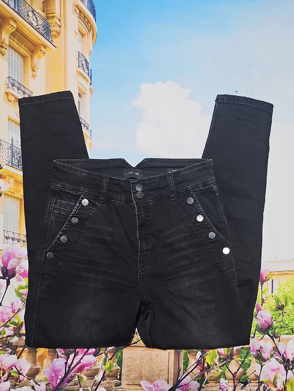 Joe's‎ Black High Rise 10 Button Skinny Jeans Size 28 Georgia